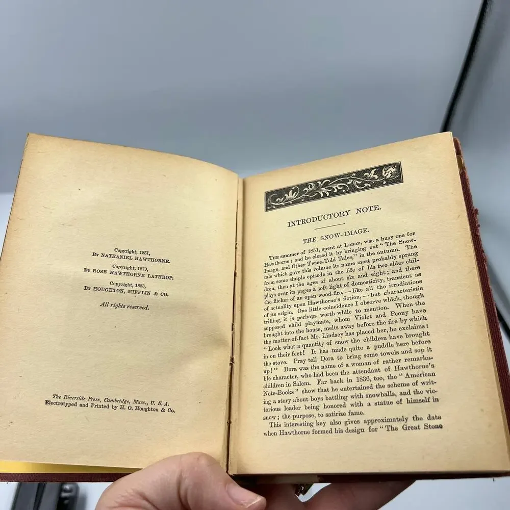Antique Book The Snow Image by Nathaniel Hawthorne Hardcover Salem Edition 1894‎